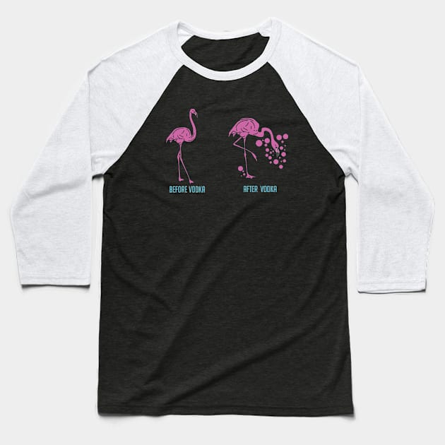 Drunken Flamingo Alcohol Beer Wine Bird Funny Gift Baseball T-Shirt by bigD